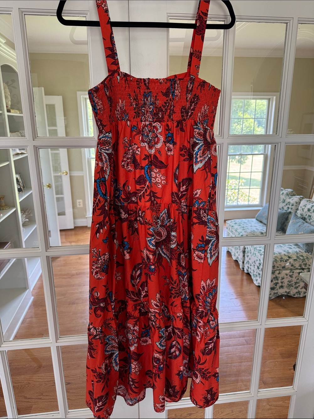 RHODE Red/Orange Floral Smocked Dress - Picture 4 of 5